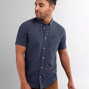 RVCA Triangle Geo Stretch Shirt - short sleeve button up - size L - slim fit